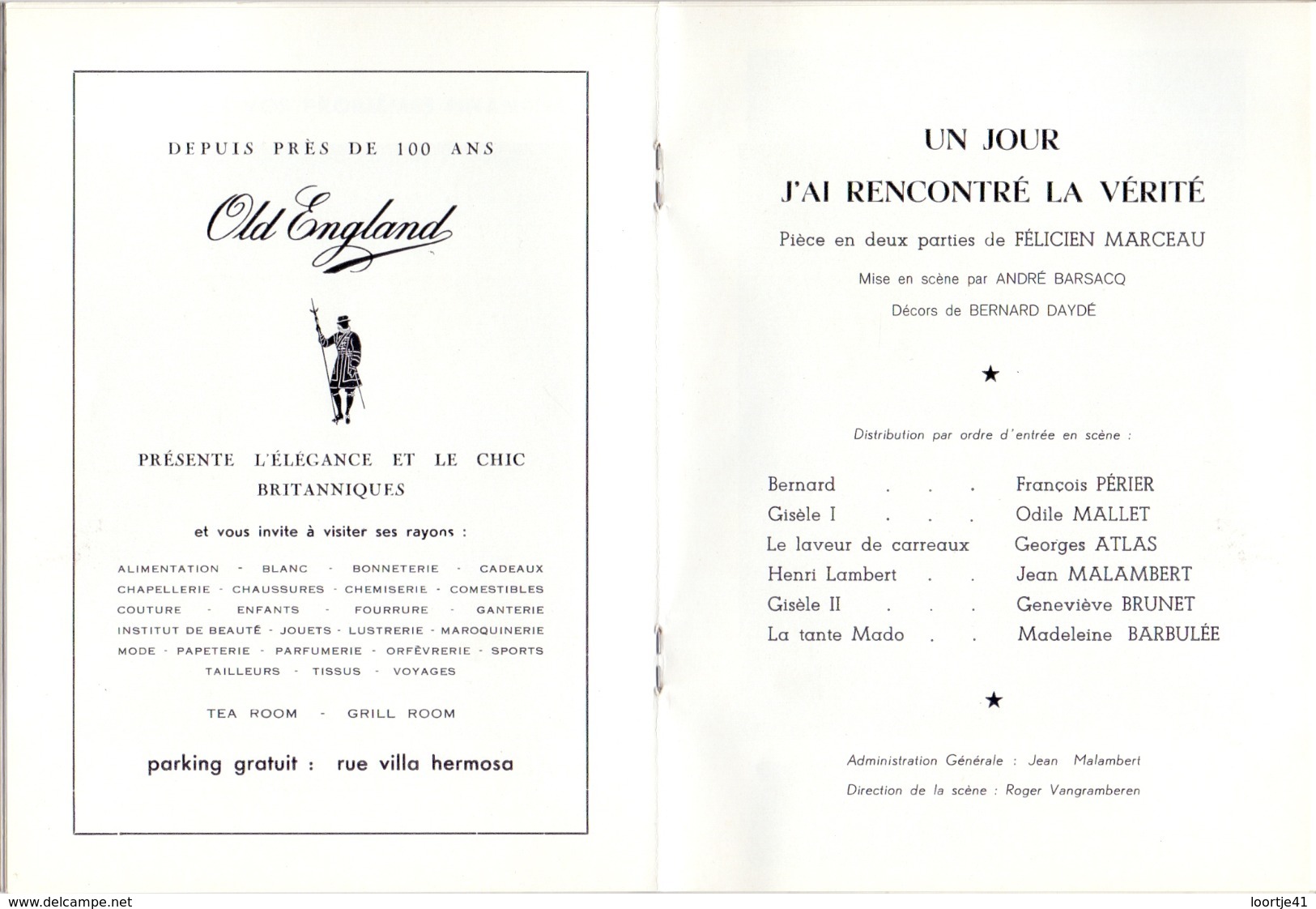 Programma Programme - Gala Des Amis Du Théatre - Un Jour ...- François Perrier -  Gent 1969 - Programmes