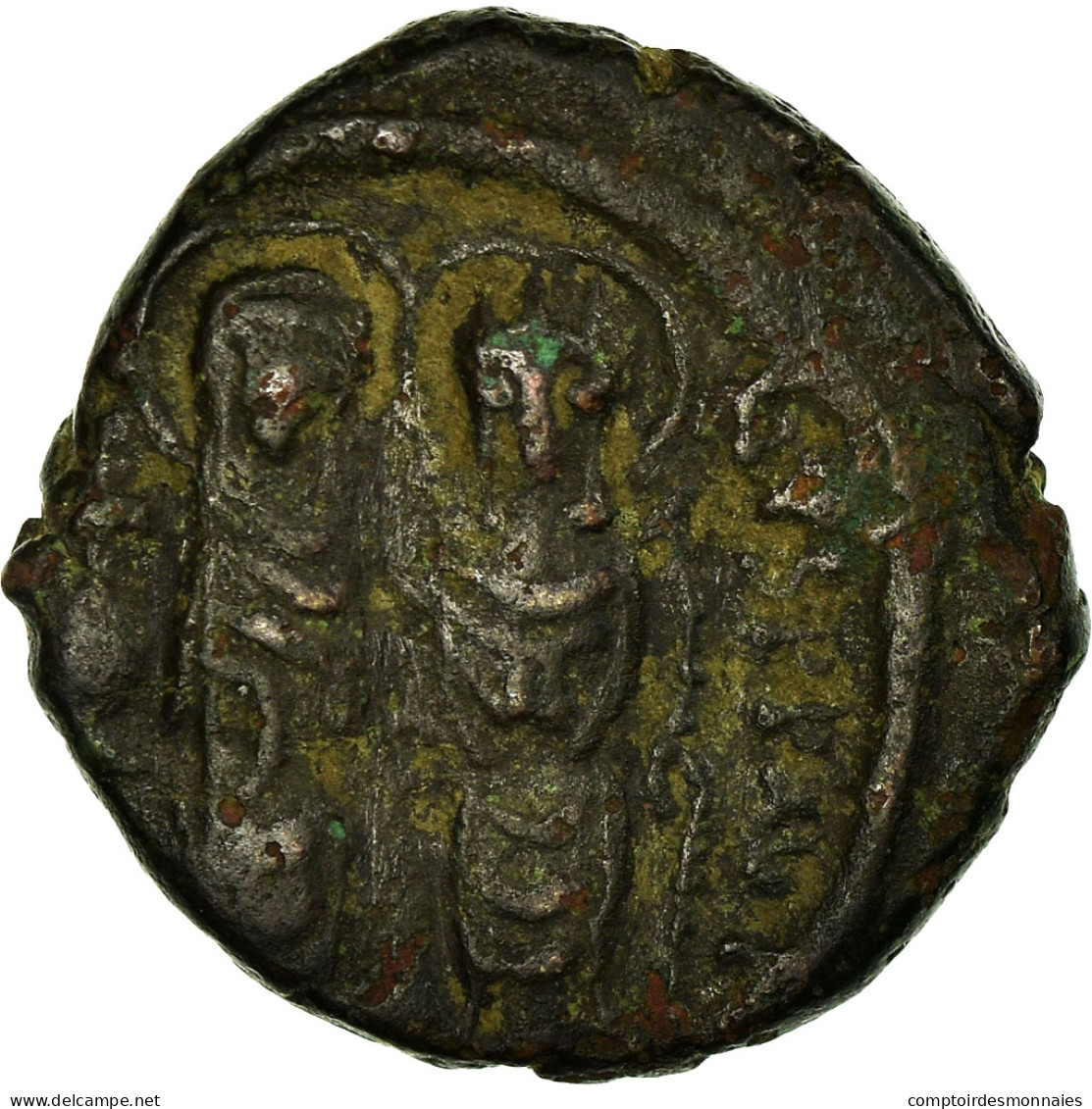 Monnaie, Justin II, Demi-Follis, 565-578 AD, Thessalonique, TB, Cuivre, Sear:366 - Byzantium