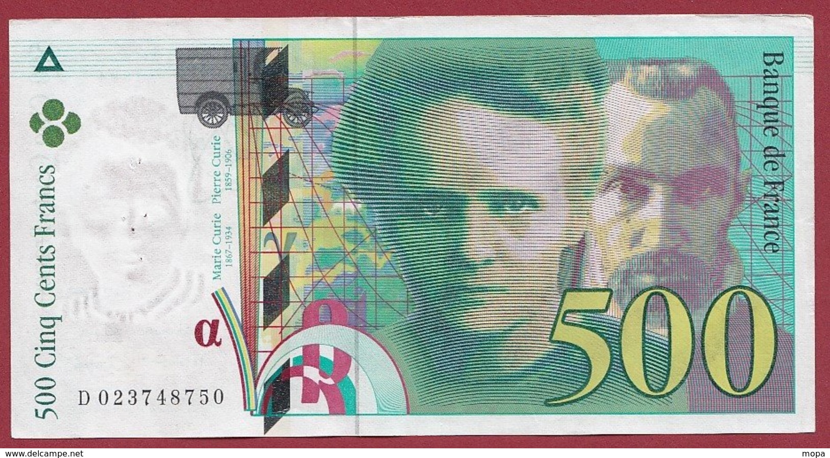 500 Francs "Pierre Et Marie Curie " 1994 --VF/SUP  ----ALPH.D.-- Numéro --023748750 - 500 F 1994-2000 ''Pierre En Marie Curie''