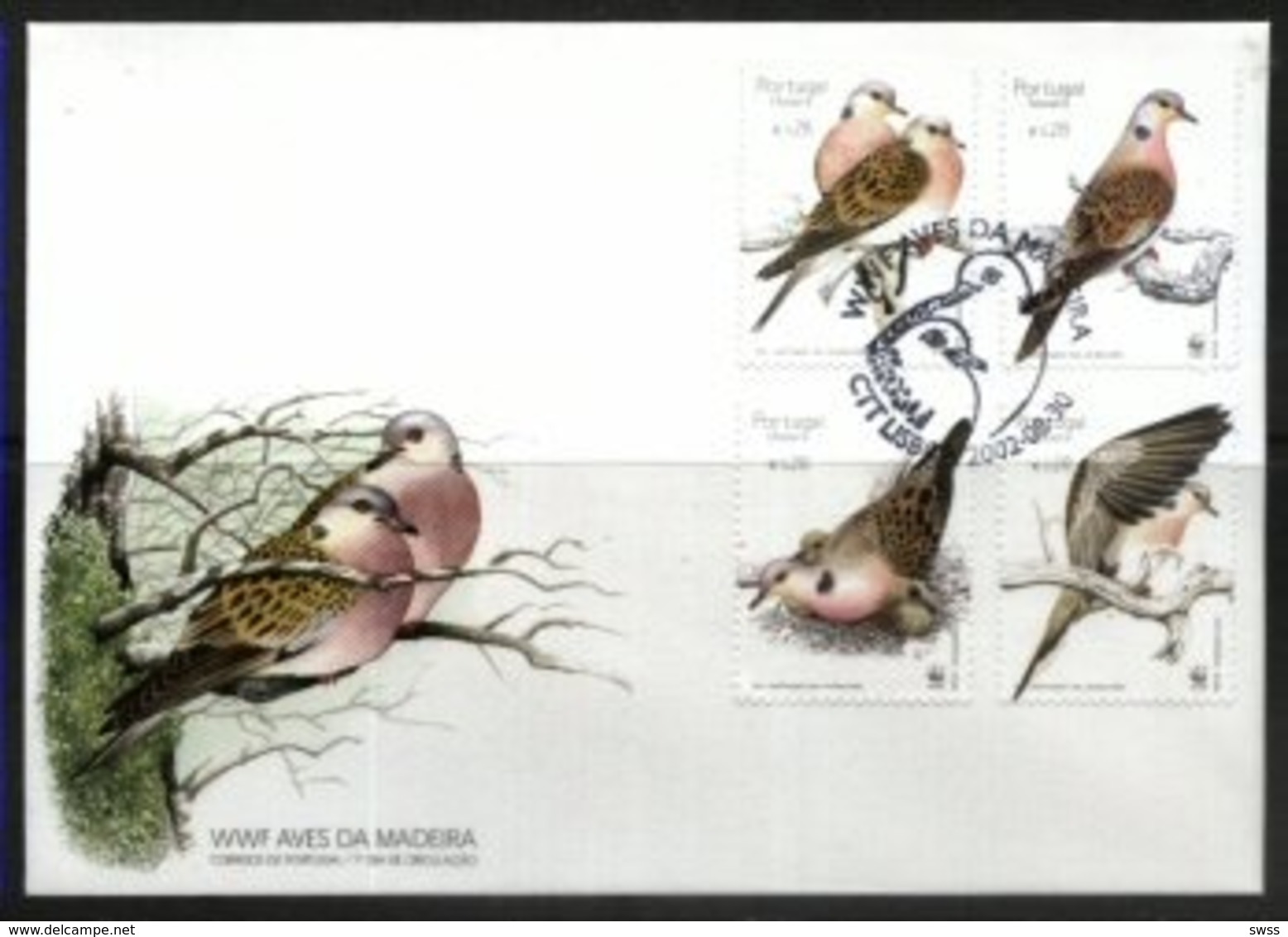 PORTUGAL, 2002, BIRDS OF MADEIRA ISLAND, FAUNA WWF, CE#2901-04, FDC - FDC