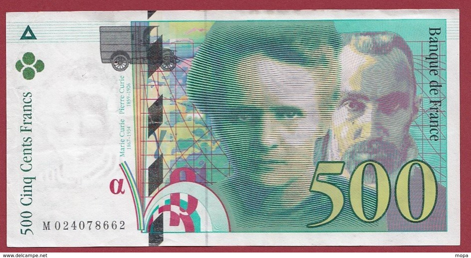 500 Francs "Pierre Et Marie Curie " 1994 --VF/SUP  ----ALPH.M.-- Numéro --024078662 - 500 F 1994-2000 ''Pierre Et Marie Curie''