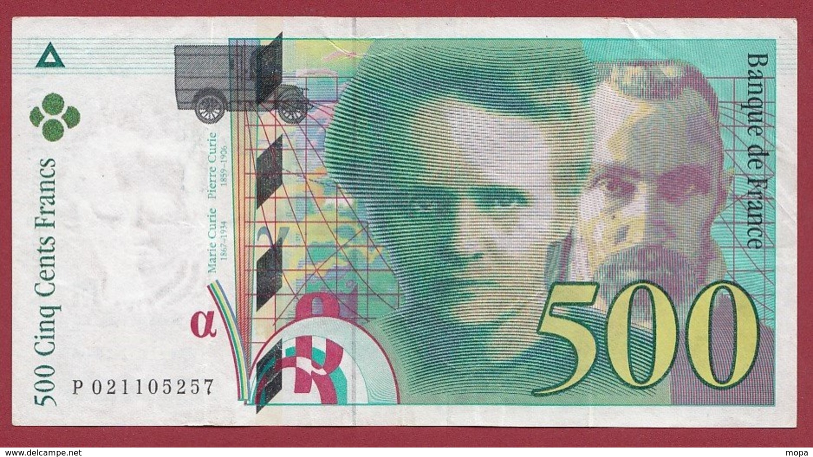 500 Francs "Pierre Et Marie Curie " 1994 --F/TTB+  ----ALPH.P.-- Numéro --021105257 - 500 F 1994-2000 ''Pierre En Marie Curie''