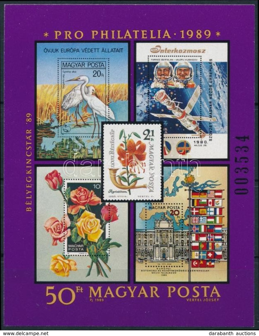 ** 1989 Pro Philatelia  Blokk Bélyegkincstár Felirattal, Fekete Sorszámmal (10.000) - Sonstige & Ohne Zuordnung