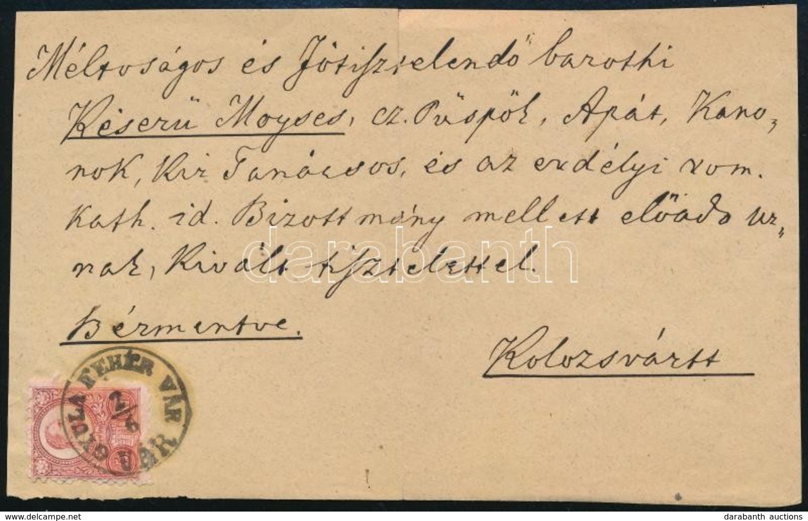 1871 Réznyomat 5kr Levél Előlapon 'GYULA FEHÉR VÁR VÁR' (Gudlin 200 Pont) - Sonstige & Ohne Zuordnung