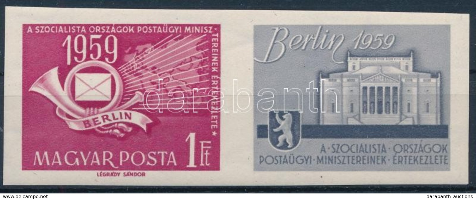 ** 1959 A Szocialista Országok Postaügyi Minisztereinek értekezlete Vágott Szelvényes Bélyeg (4.000) - Andere & Zonder Classificatie
