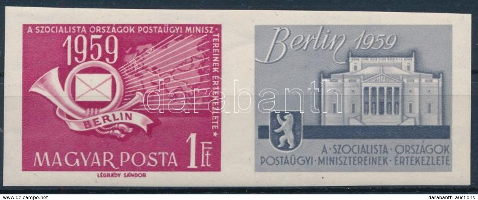 ** 1959 A Szocialista Országok Postaügyi Minisztereinek értekezlete Vágott Szelvényes Bélyeg (4.000) - Otros & Sin Clasificación