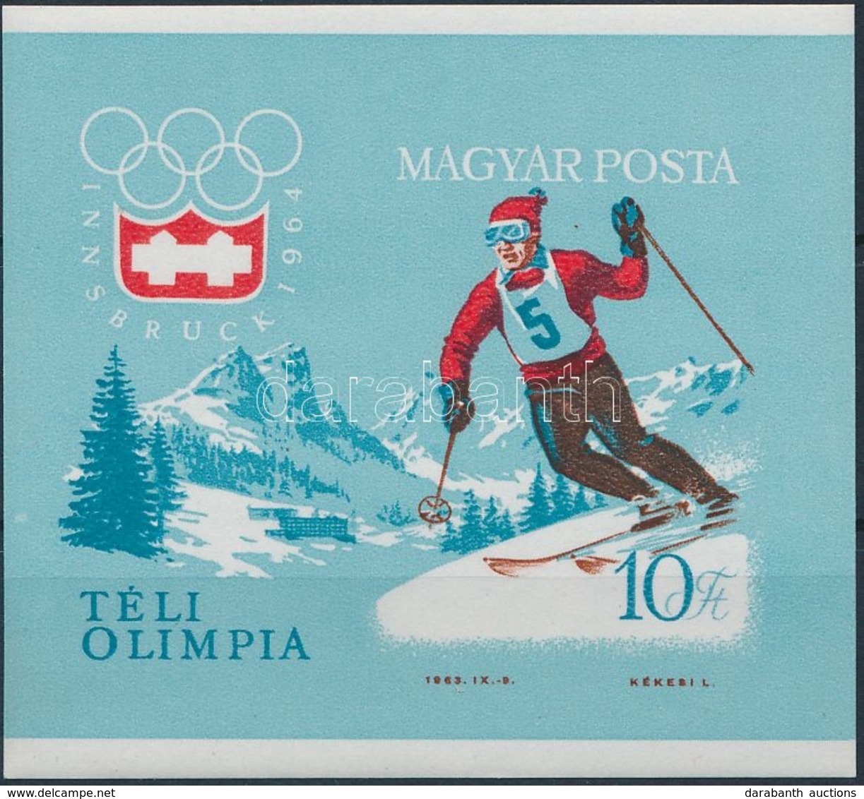 ** 1964 Téli Olimpia (II.) - Innsbruck Vágott Blokk (6.000) - Other & Unclassified