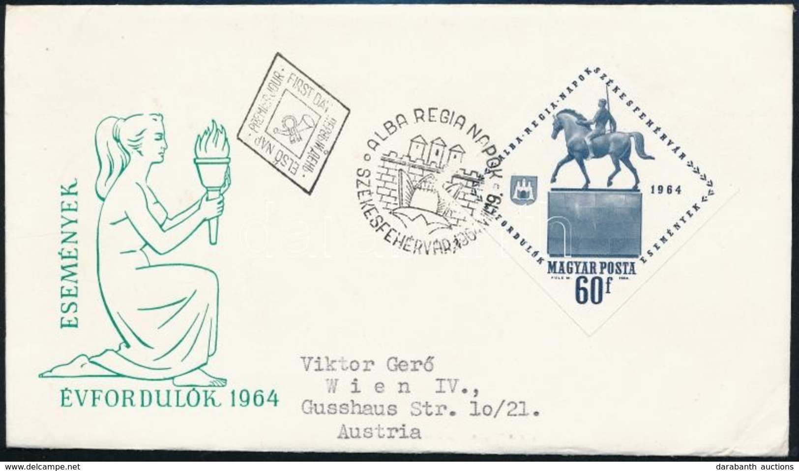 1964 Évfordulók (II.) Alba Regina Napok Vágott Bélyeg FDC-n - Sonstige & Ohne Zuordnung