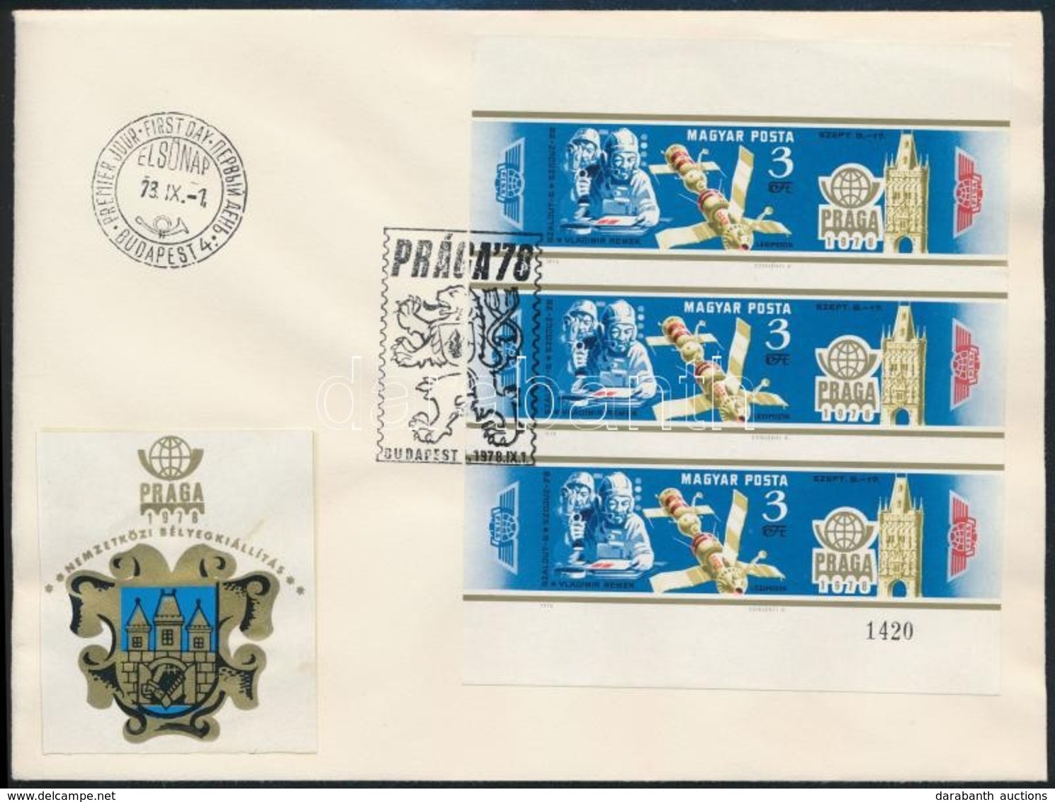 1978 Prága Vágott Kisív Elsőnapi Bélyegzéssel FDC-n - Sonstige & Ohne Zuordnung