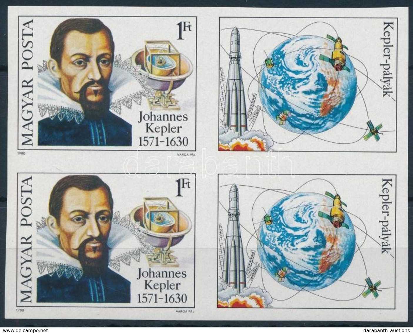 ** 1980 Johannes Kepler Vágott Négyestömb (6.000) - Other & Unclassified