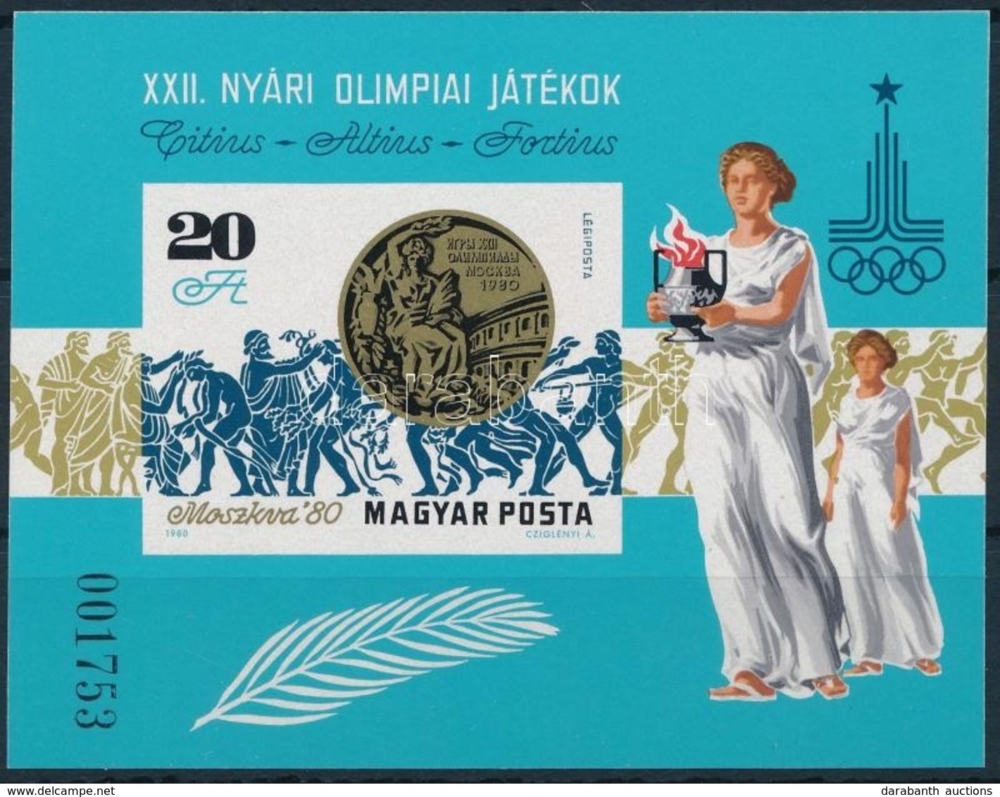 ** 1980 Olimpiai érmesek Moszkva Vágott Blokk (4.000) - Other & Unclassified