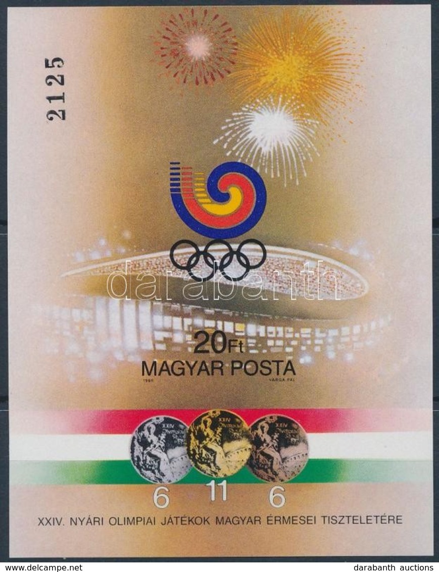 ** 1988 Olimpiai érmesek (V.) Szöül Vágott Blokk (5.000) - Sonstige & Ohne Zuordnung