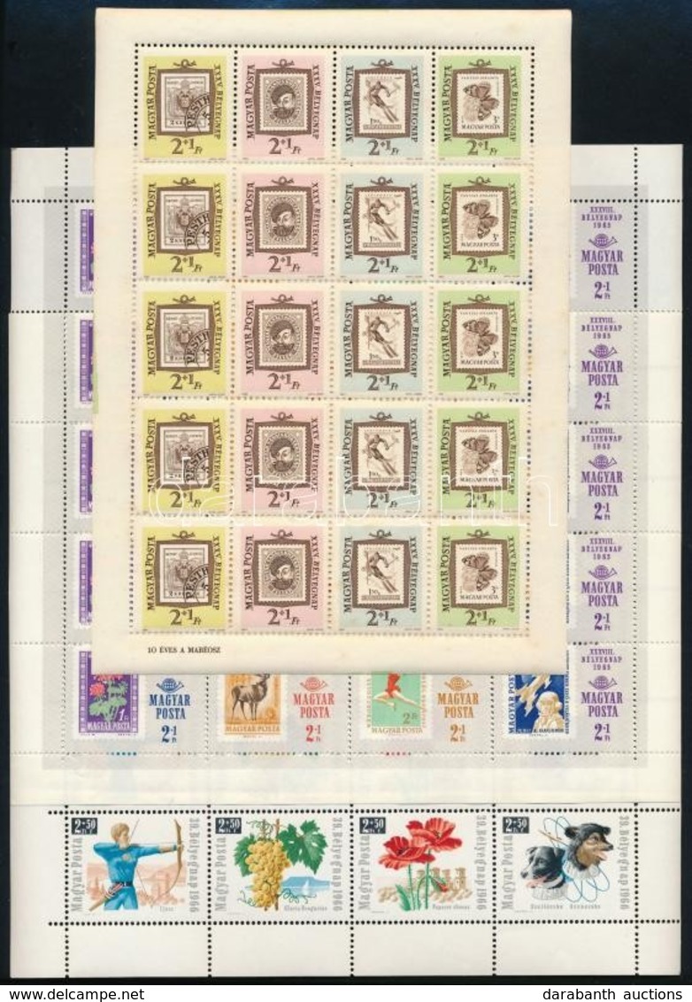 ** 1963-1966 Bélyegnap 5 Db Hajtatlan Kisív (az 1965-ös Duplán) - Sonstige & Ohne Zuordnung