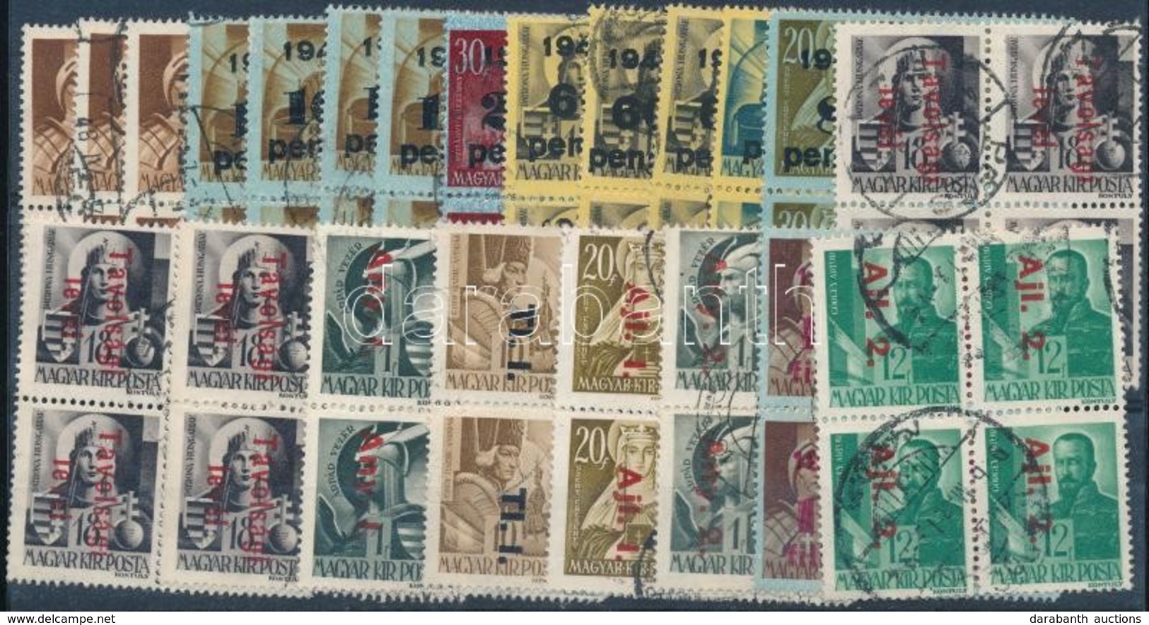O 1945 Inflációs Bélyegek Négyestömbökben, összesen 22 Db Négyestömb Stecklapon - Sonstige & Ohne Zuordnung