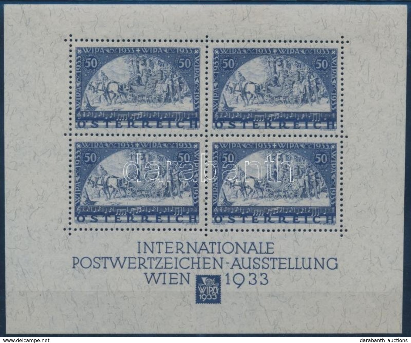 * Ausztria 1933 WIPA Blokk Mi 1 (Mi EUR 2.600.-) (eredeti Gumival, Nagyon Halvány Falcnyommal / Original Gum, Very Light - Other & Unclassified