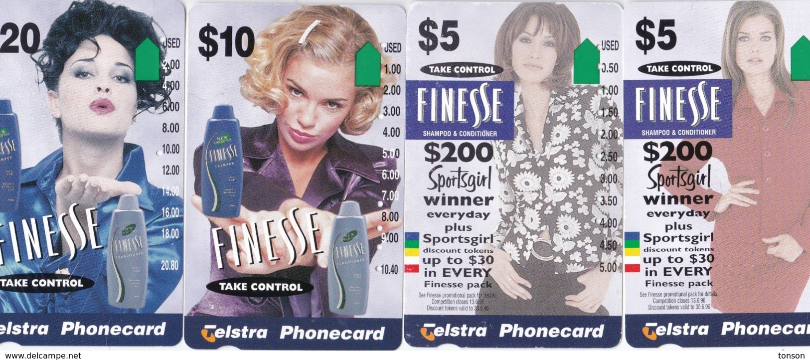 Australia, A960712 - A960744a, Set Of 4 Cards, Finesse, Models And Shampoo, 2 Scans. - Australia