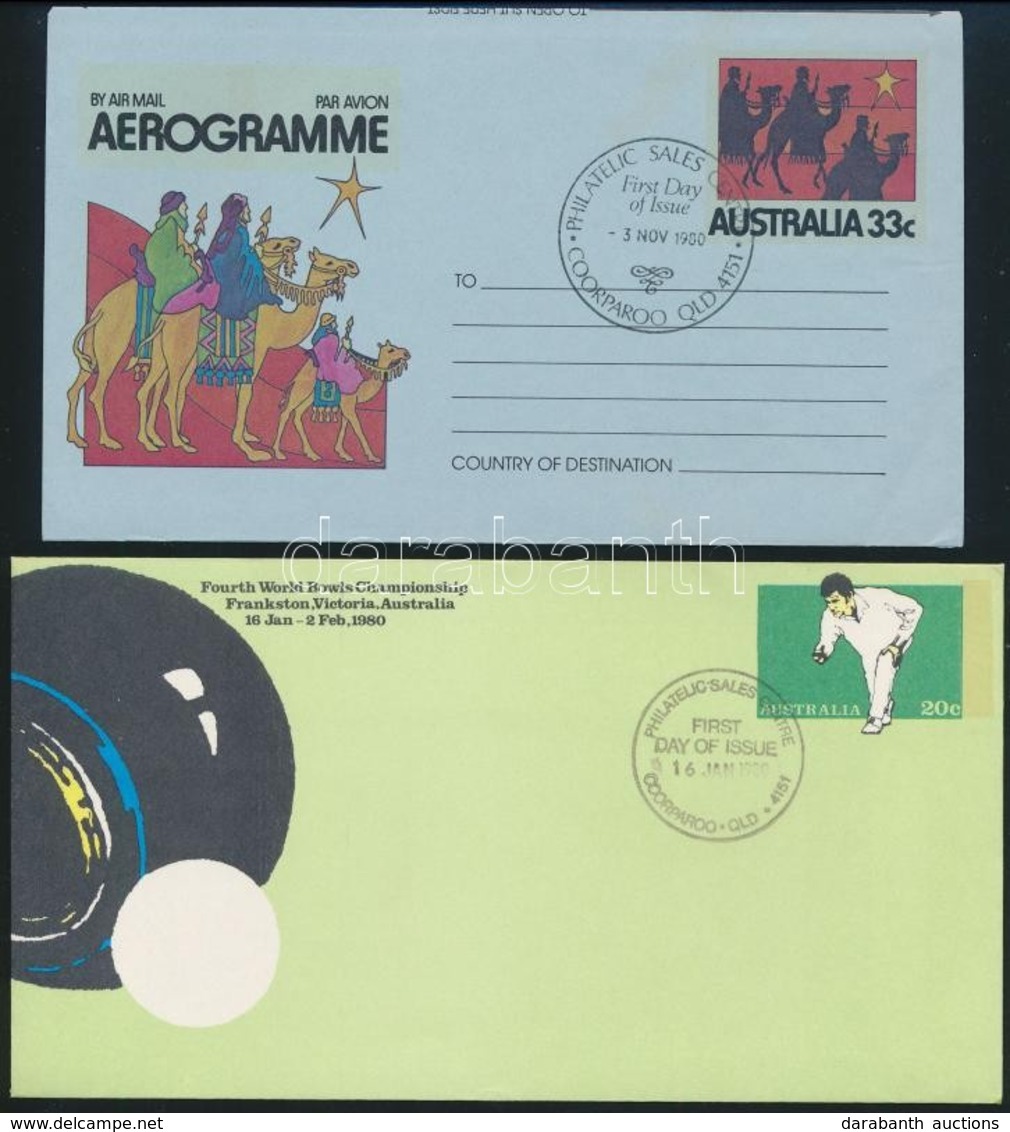 Ausztrália 1979-1983 Díjjegyes Borítékok Elsőnapi Bélyegzéssel + Futott Aerogramm összesen 14 Db - Other & Unclassified