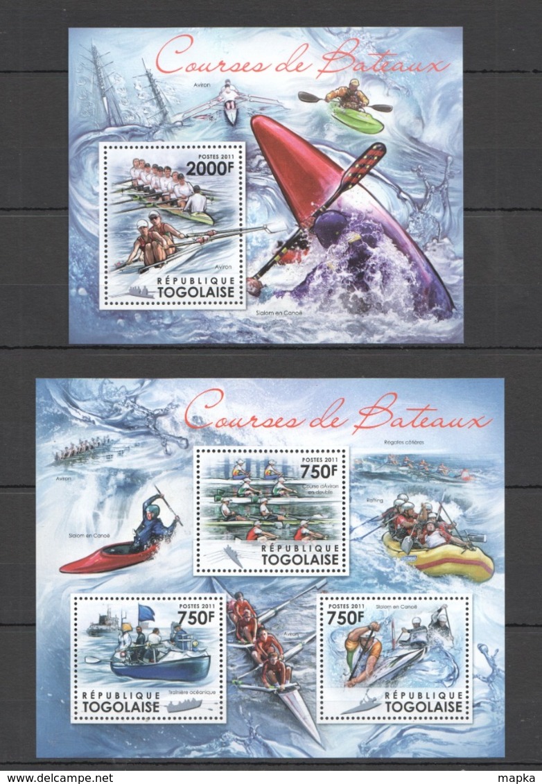 TG1042 2011 TOGO TOGOLAISE SHIPS & BOATS COUROES BATEAUX SPORTS ROWING RAFTING KB+BL MNH - Rowing