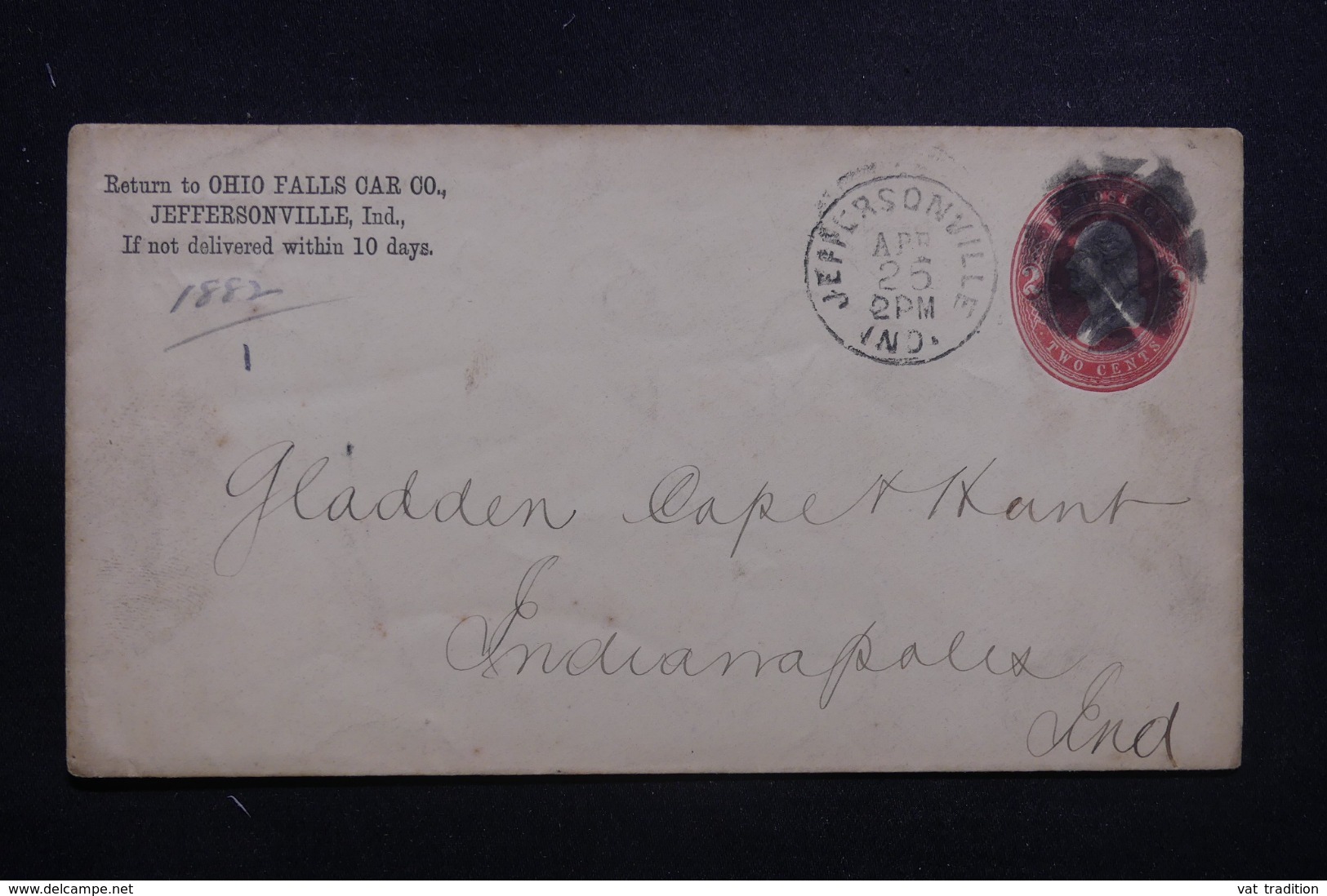 ETATS UNIS - Entier Postal Commercial De Jeffersonville Pour Indianapolis - L 43422 - ...-1900