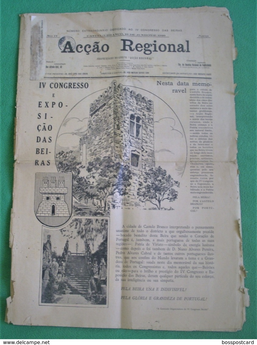 Castelo Branco - Jornal Acção Regional De Junho De 1929 - Congresso Das Beiras - Imprensa - Algemene Informatie