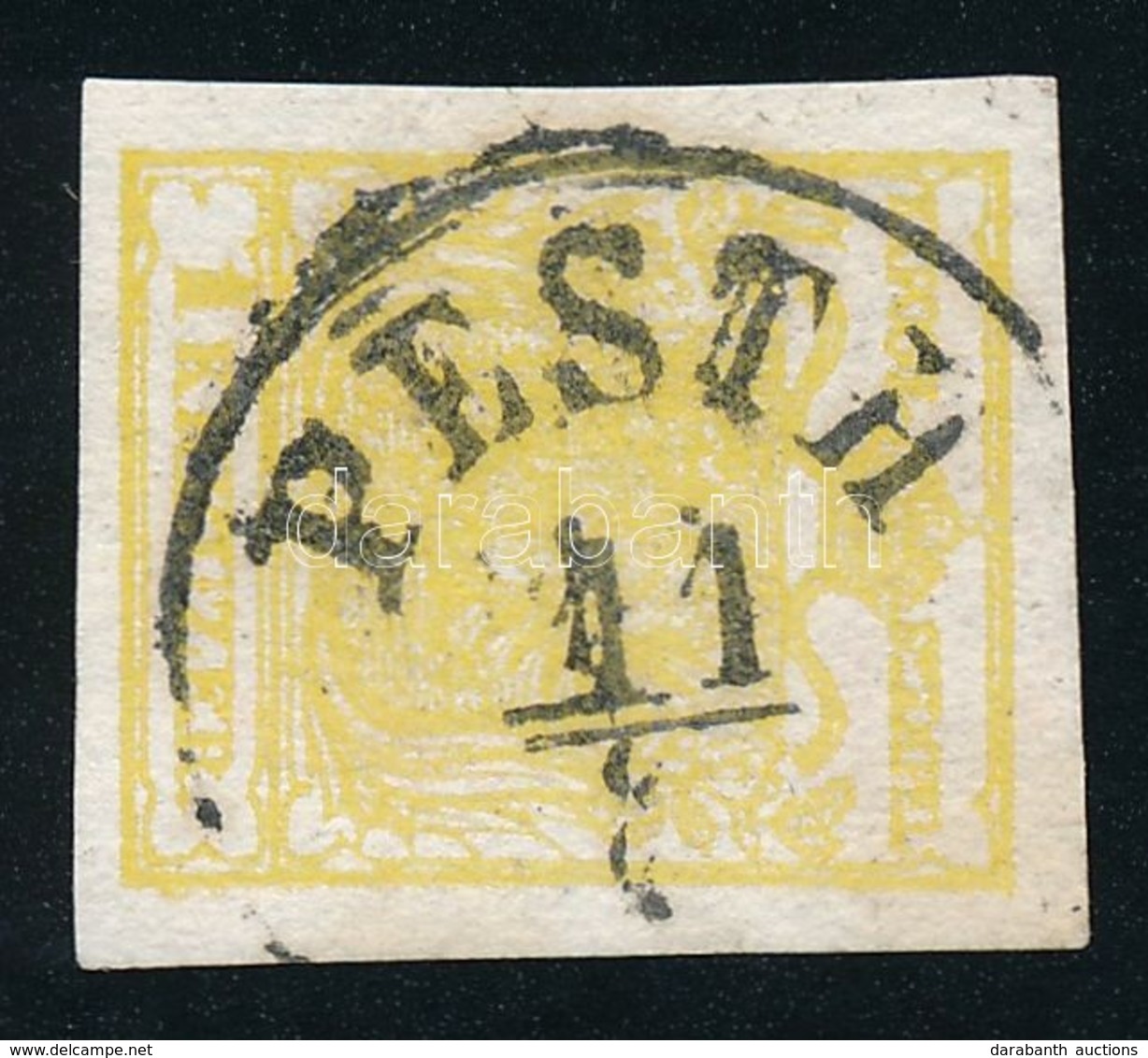 O 1850 1kr MP III Citromsárga ,,PESTH' Certificate: Steiner - Autres & Non Classés