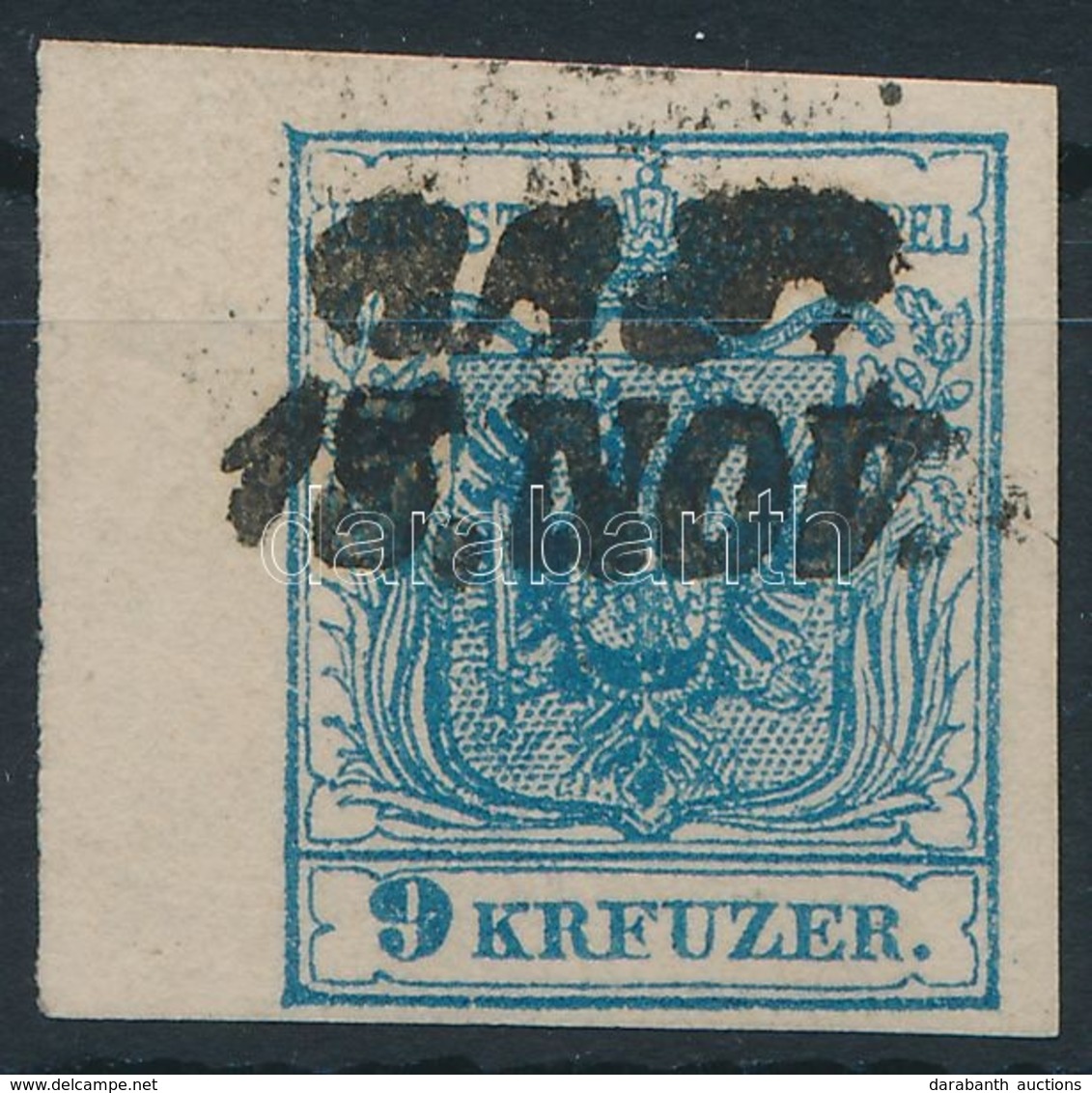 O 1850 9kr MP IIIb Kék Bal Oldalon 6 Mm ívszéllel ,,BAJA' Certificate: Steiner - Sonstige & Ohne Zuordnung
