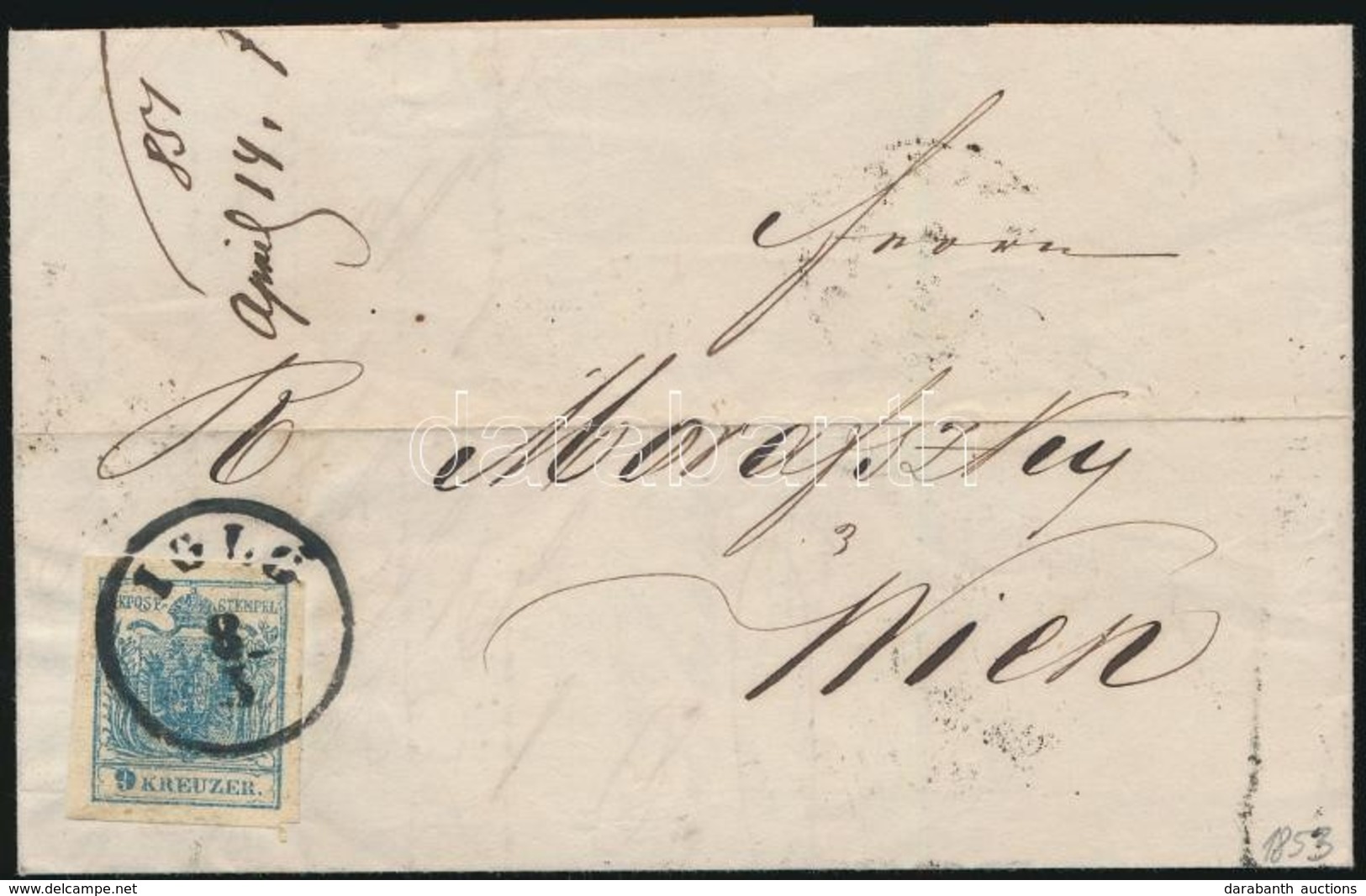 1853 9kr HP érdekes Nyomat Levélen ,,IGLÓ' - Sonstige & Ohne Zuordnung