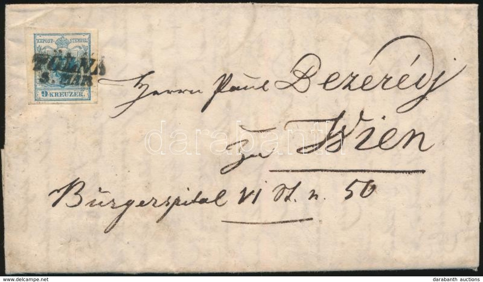 ~ 1853 9kr HP Levélen ,,TOLNA' - ,,WIEN' - Sonstige & Ohne Zuordnung