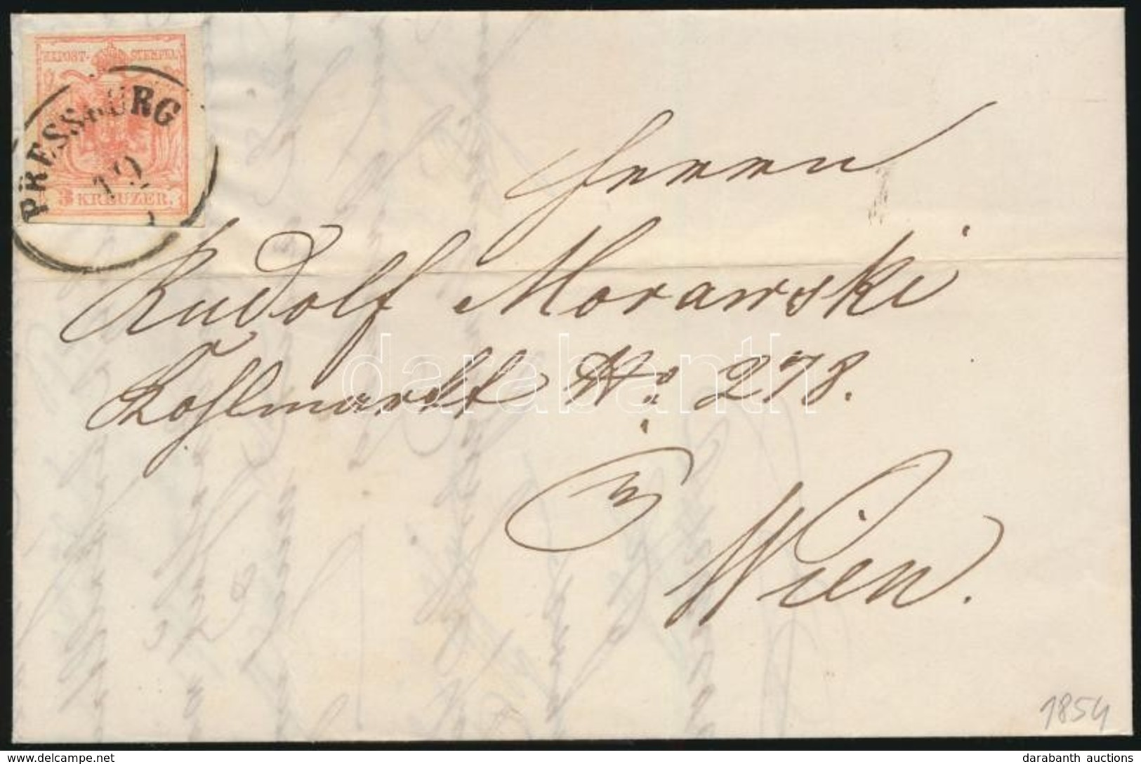 1854 3kr HP Levélen ,,PRESSBURG' - Wien - Other & Unclassified