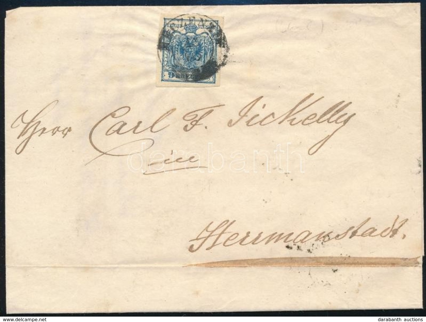 ~1855 9kr Levélen 'MECZENZÉF' - 'HERRMANNSTADT' - Other & Unclassified