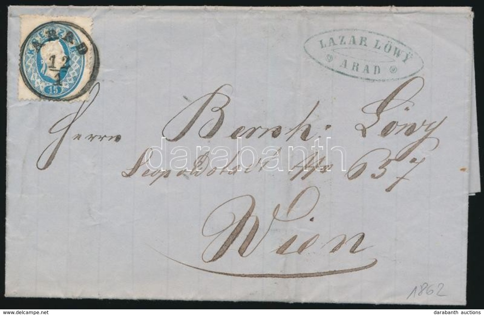 1862 15kr Levélen ,,ARAD' - ,,WIEN' - Other & Unclassified