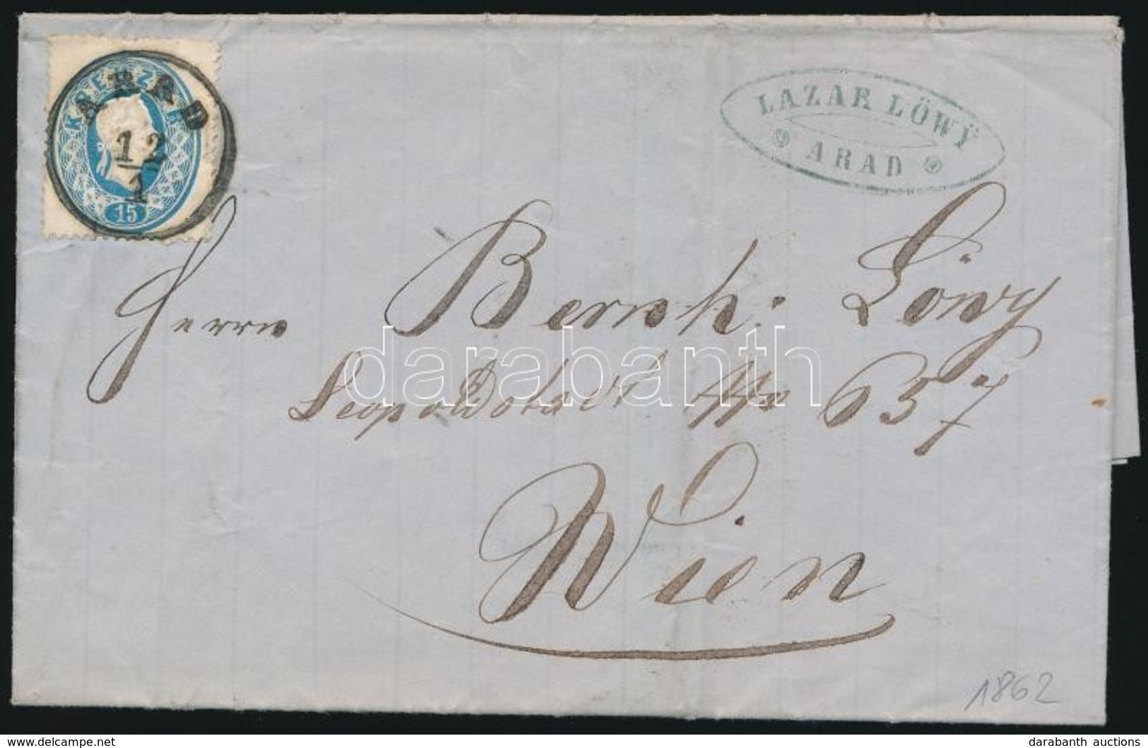 1862 15kr Levélen ,,ARAD' - ,,WIEN' - Autres & Non Classés