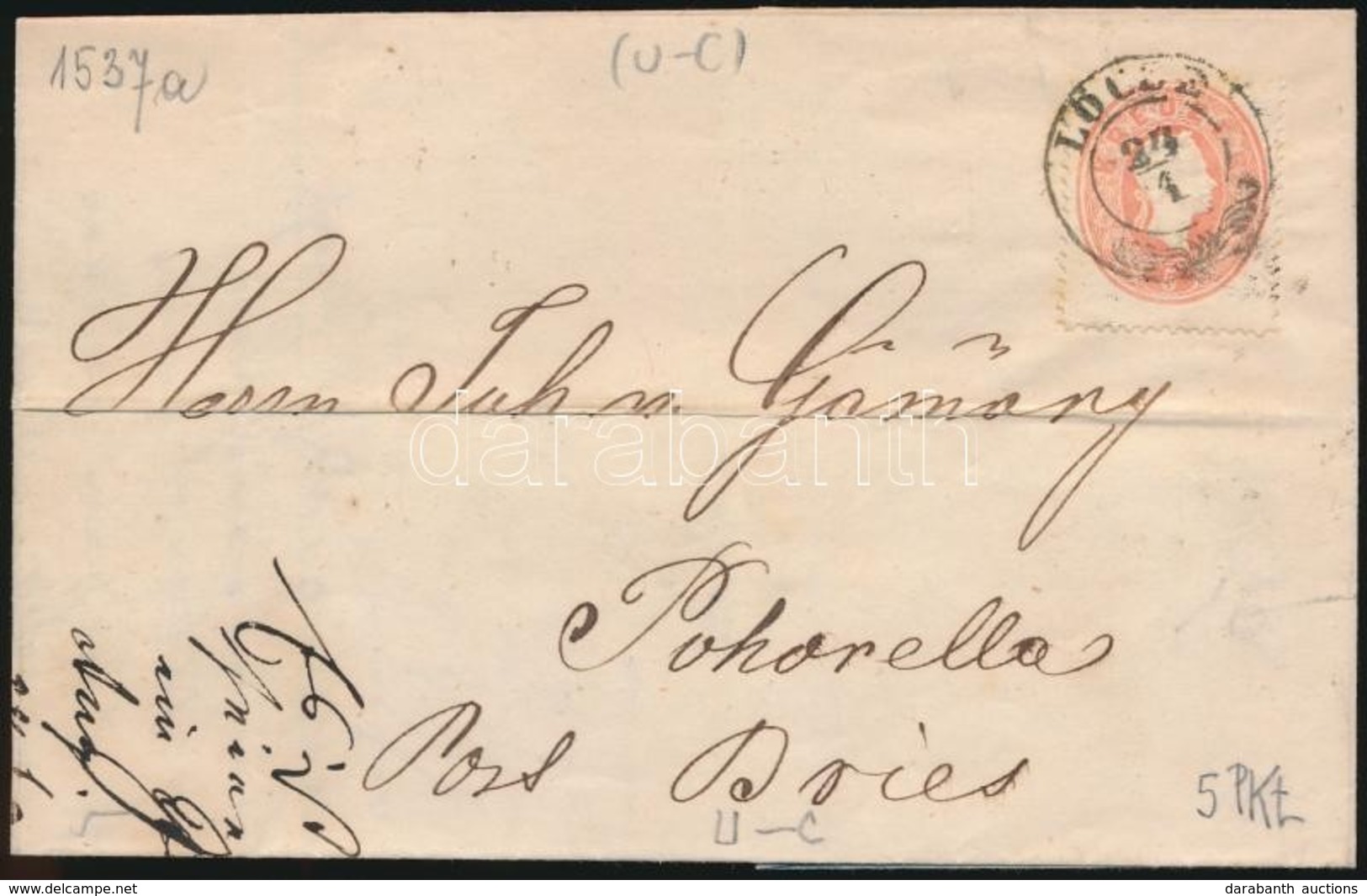 1862 5kr Levélen ,,LŐCSE' - Other & Unclassified