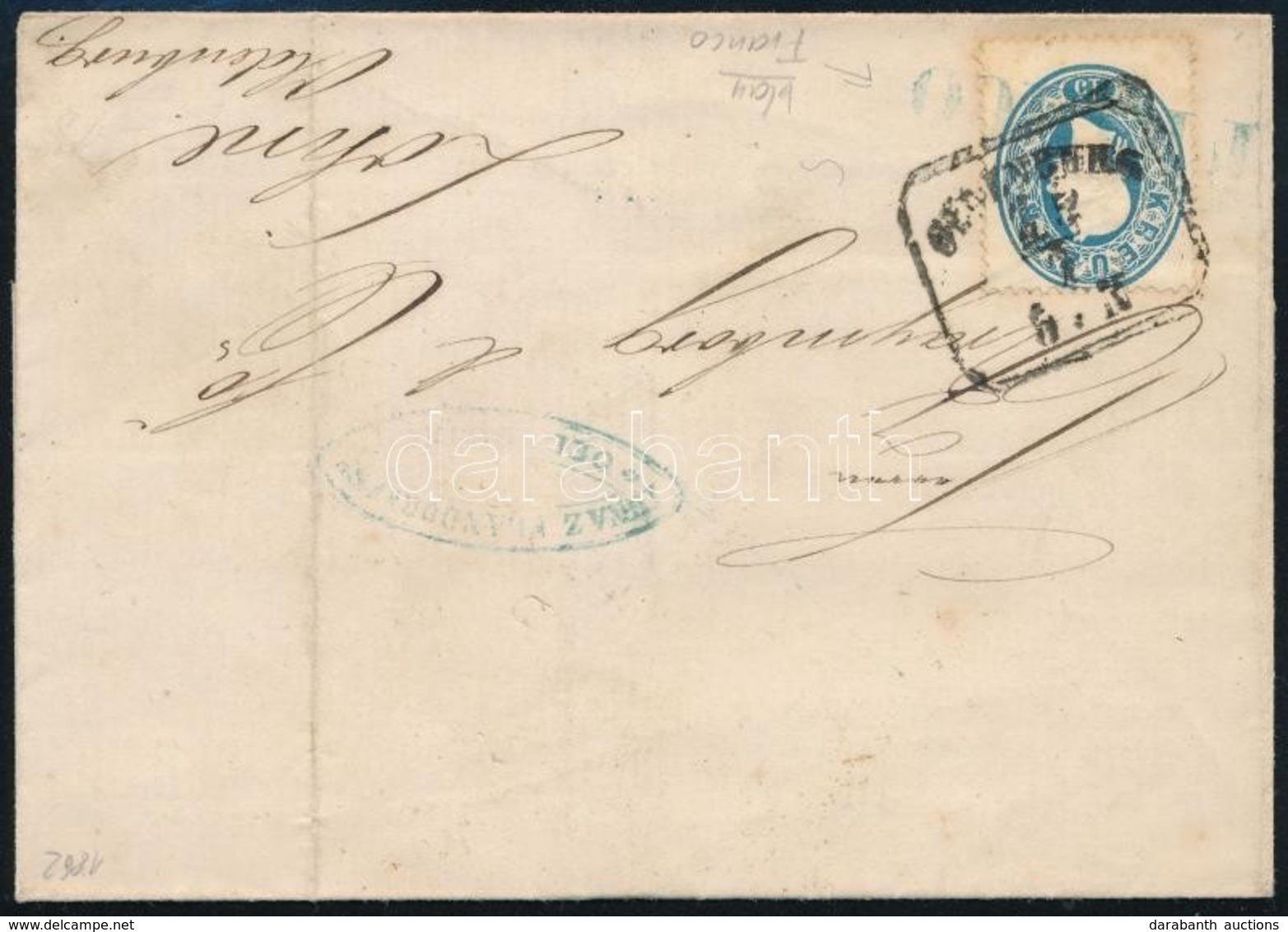 1862 15kr ,,OEDENBURG' + Kék ,,FRANCO' - Lohne/ Oldenburg (német Grófság) - Other & Unclassified