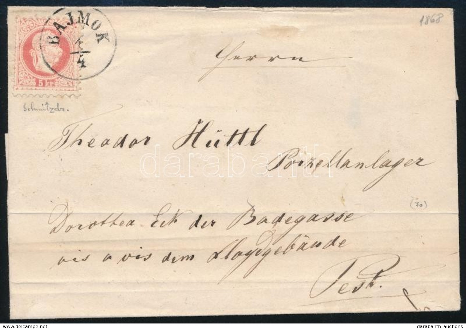 1868 5kr Levélen ,,BAJMOK' - ,,SZEGED'  - ,,PEST' - Altri & Non Classificati