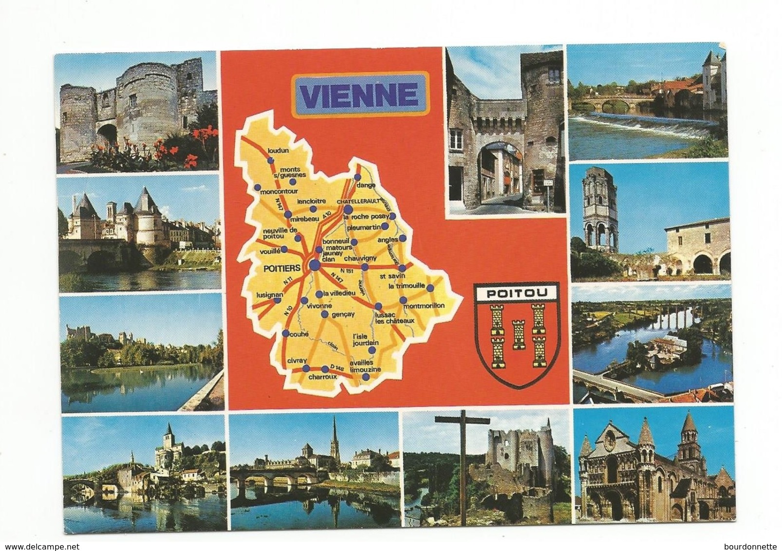 86-Carte Contour Géographique Du Département De VIENNE - Landkarten