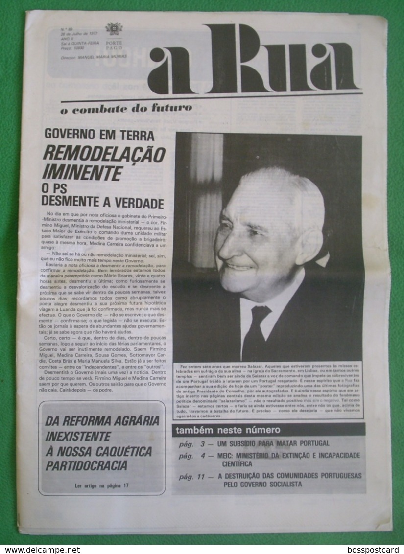 Lisboa - Portugal - Jornal A Rua Nº 69 De Julho De 1977 - República Portuguesa  Imprensa - 25 De Abril - PREC - Salazar - General Issues