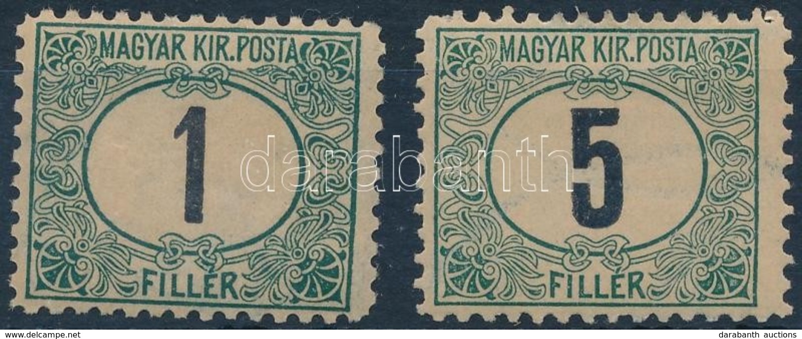 * 1903 Zöldportó 1f és 5f B 11 1/2-es Fogazással (5.400) - Other & Unclassified