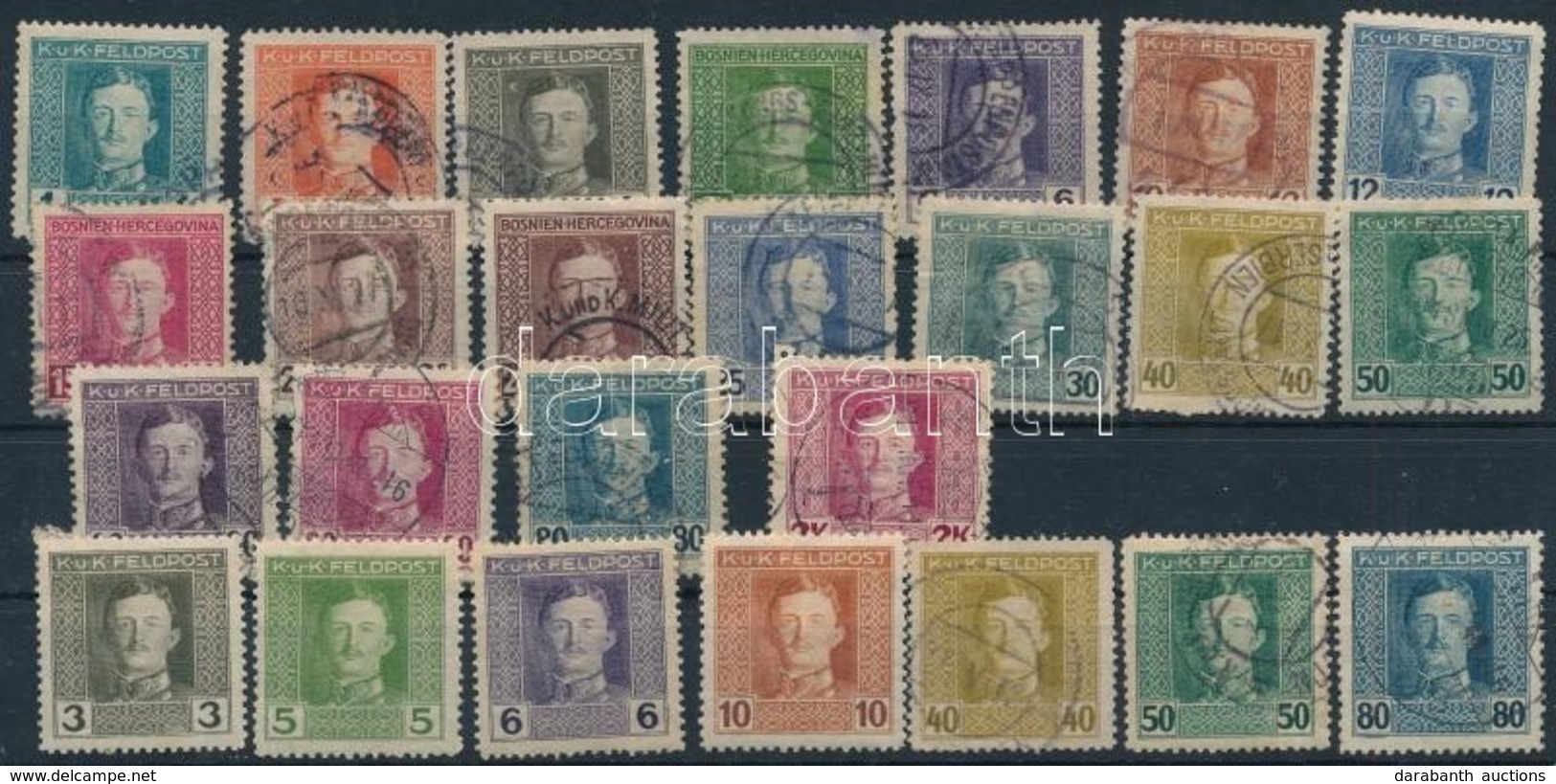 * O 1917-1918 K.u.K. Feldpost III. Forgalmi Sor 25 Db Bélyeg - Otros & Sin Clasificación