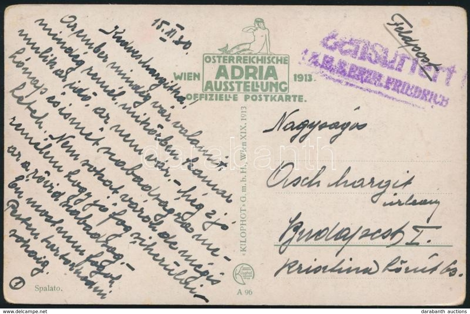 1915 Képeslap Haditengerészeti Postával  'Zensuriert S.M.S. ERZH. FRIEDRICH' - Otros & Sin Clasificación
