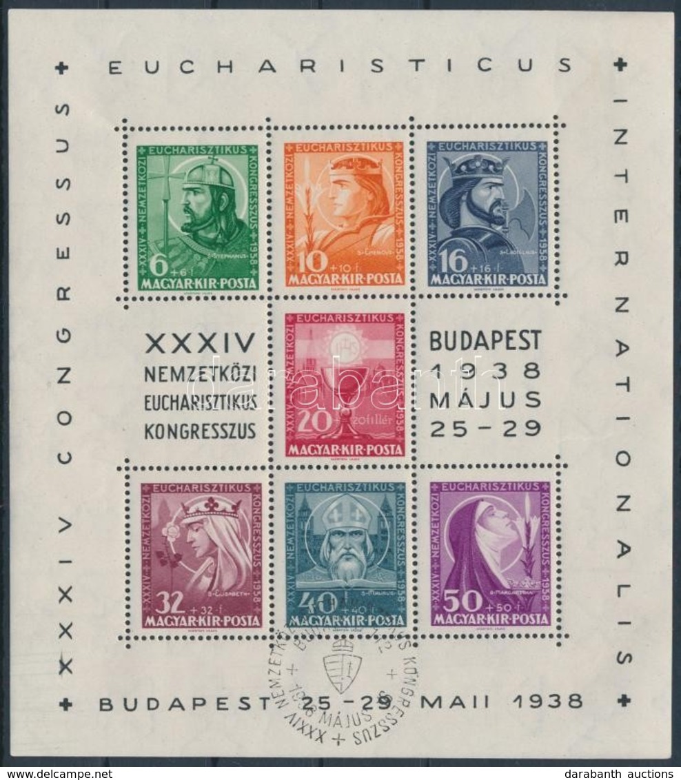 O 1938 Eucharisztikus Blokk Alkalmi Bélyegzéssel (9.000) - Other & Unclassified