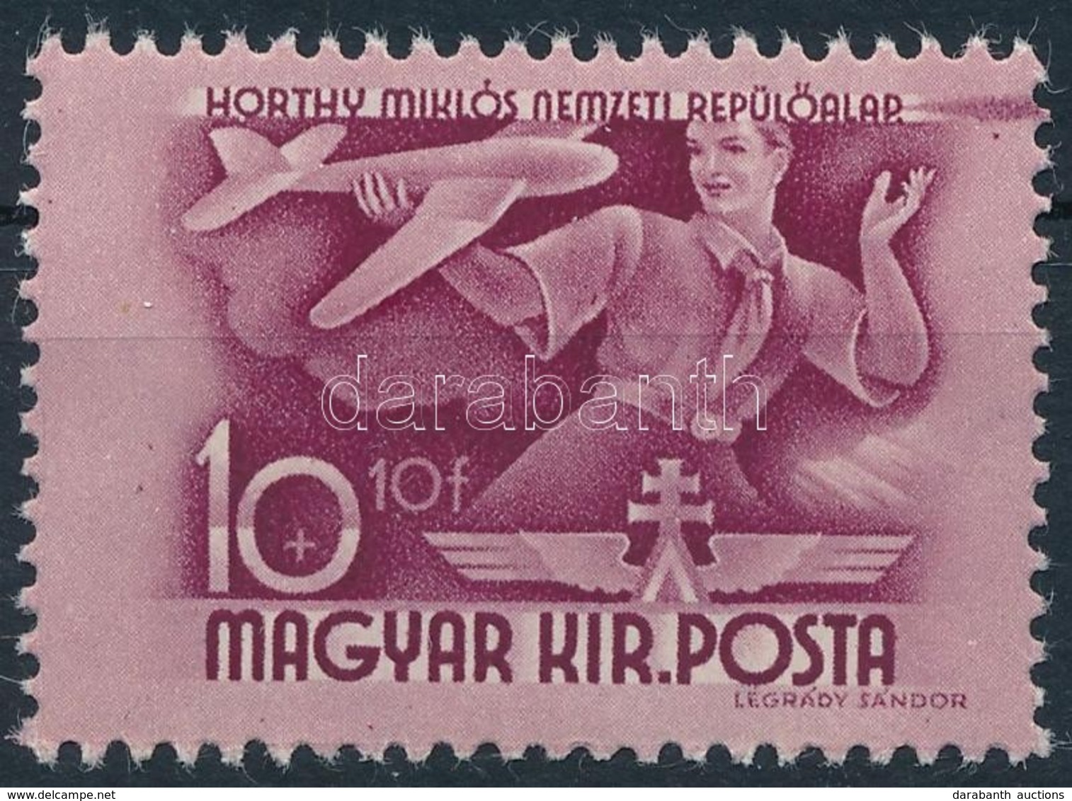 ** 1941 Repülő Alap II. 10f Elfogazott Bélyeg, Jobbra Felül Festékelkenődés - Autres & Non Classés