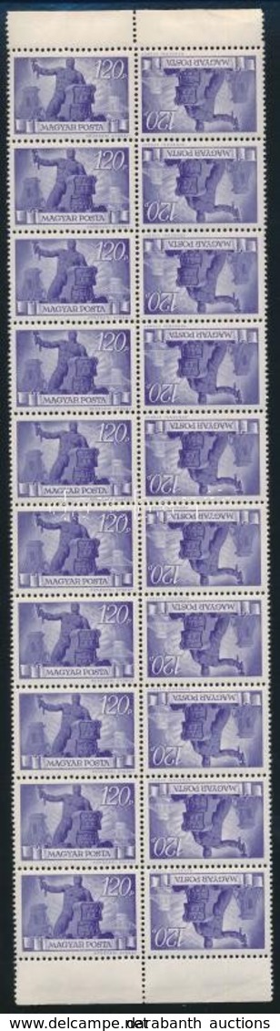 ** 1945 Újjáépítés 120P 20-as Tömb, Fordított állású Párokkal / Mi 828 Block Of 20 - Otros & Sin Clasificación