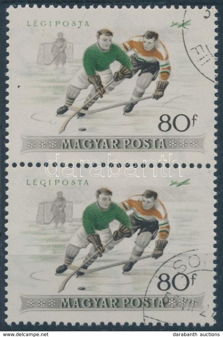 O 1955 Téli Sport 80f Pár, Az Alsó Bélyegen A LÉGI ,,G'-je Alatt Festékfolt - Sonstige & Ohne Zuordnung