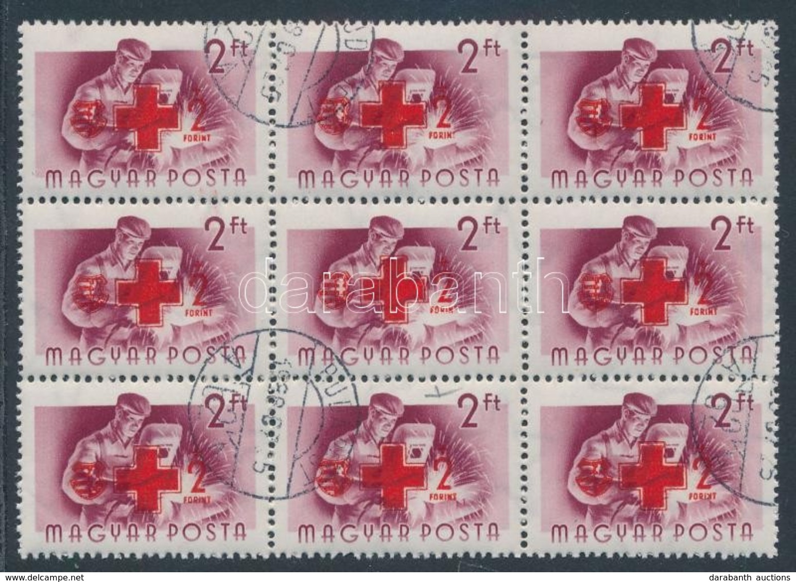 O 1957 Vöröskereszt (IV.) 2Ft-os Kilencestömb 'FORIN' Tévnyomattal - Sonstige & Ohne Zuordnung