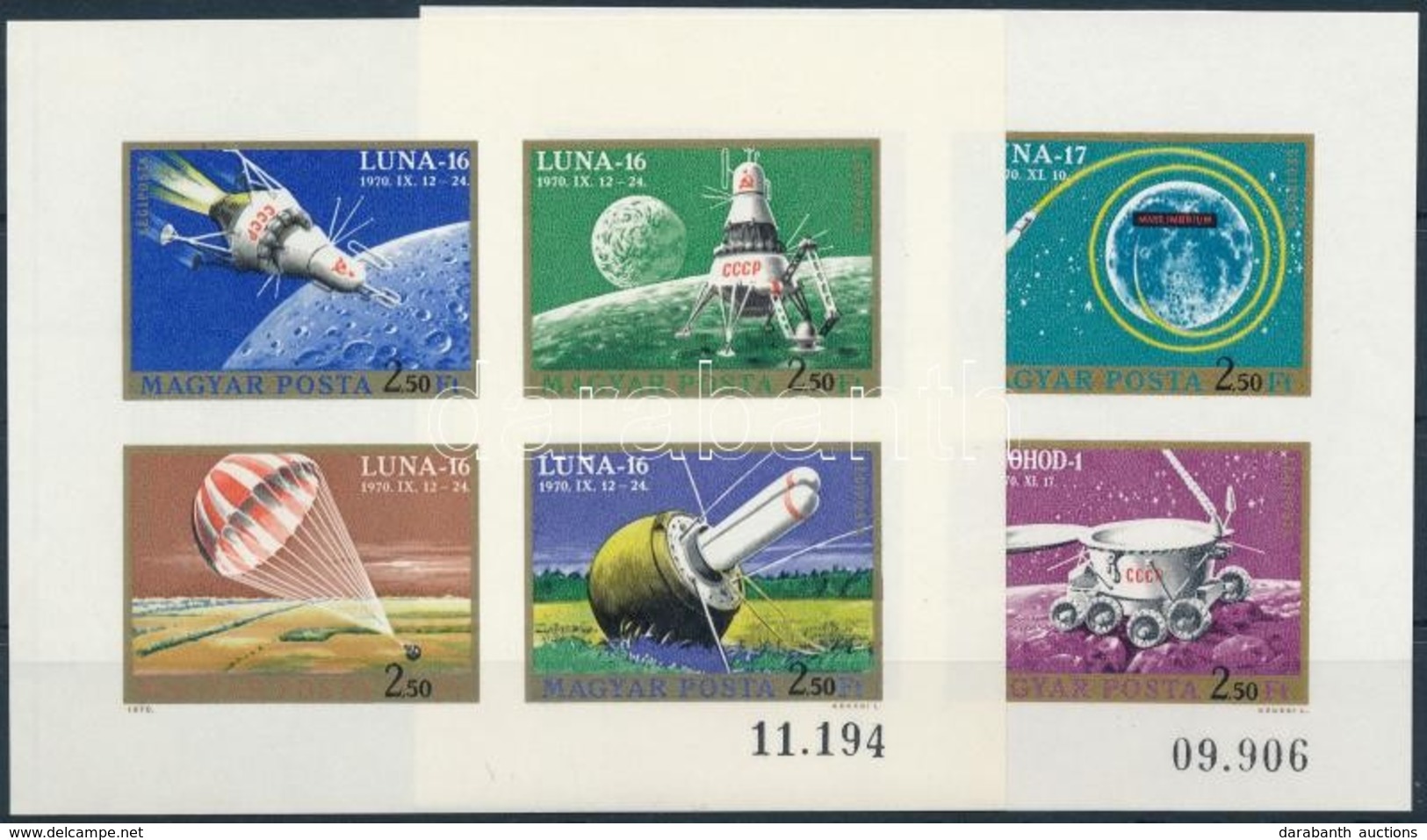 ** 1971 Luna-16 és  Luna-17 Vágott Blokk (6.500) - Sonstige & Ohne Zuordnung