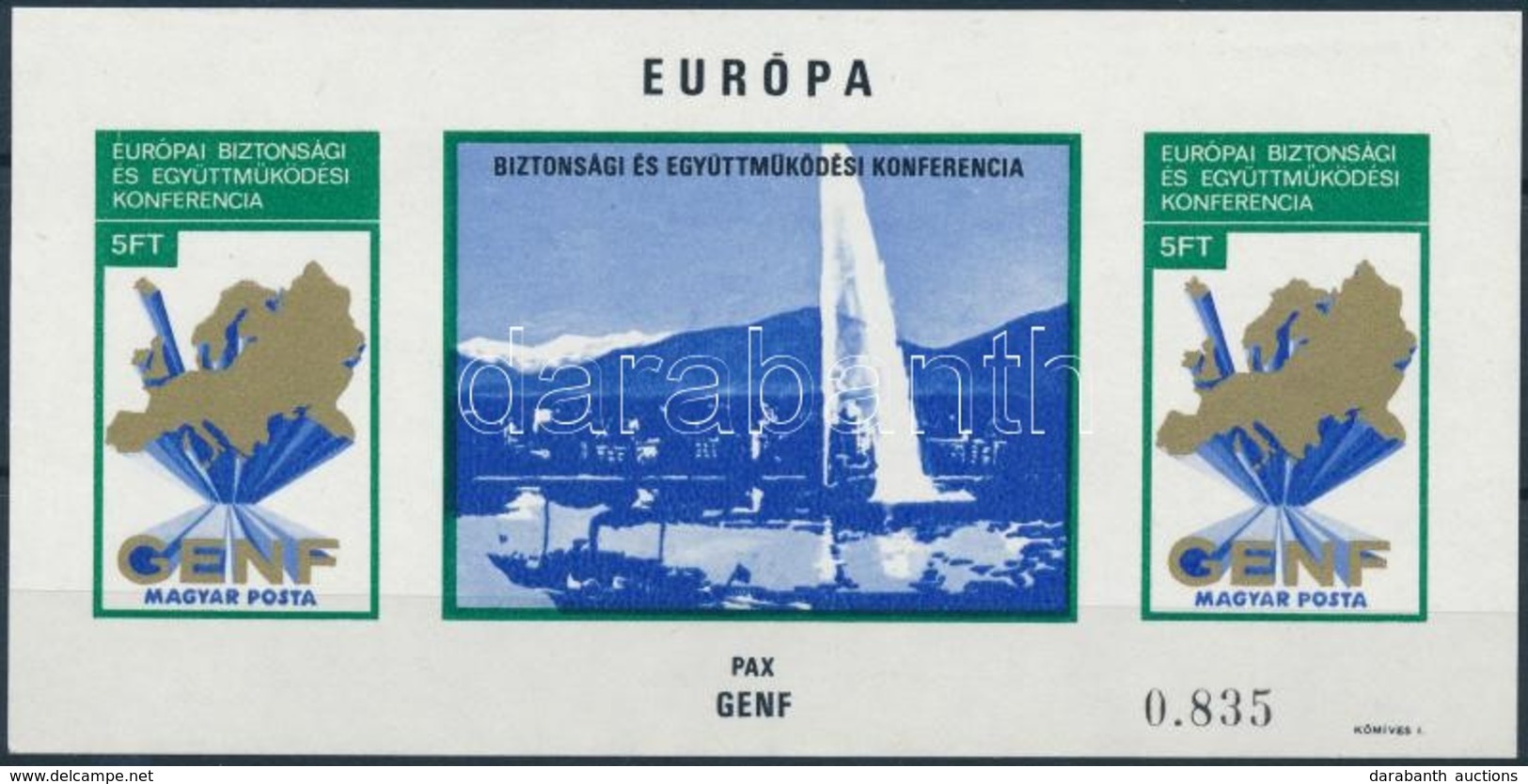 ** 1974 Europa Genf Vágott Blokk (22.000) - Sonstige & Ohne Zuordnung