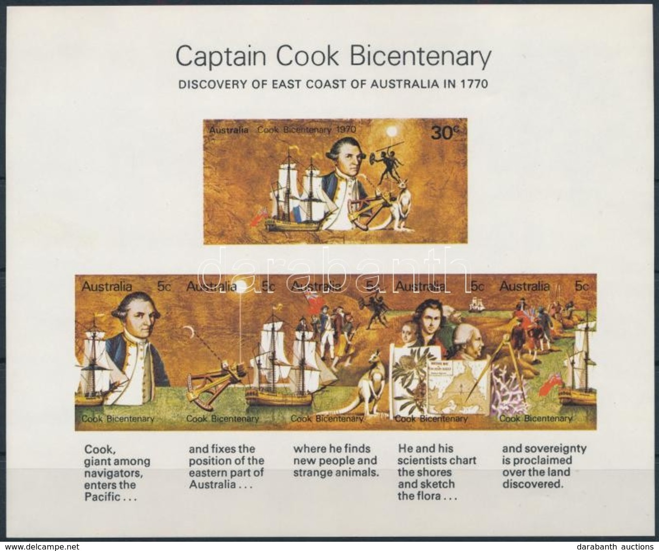 ** 1970 James Cook Sor + Blokk,
James Cook Set + Block
Mi 437-442 + Mi 1 - Other & Unclassified