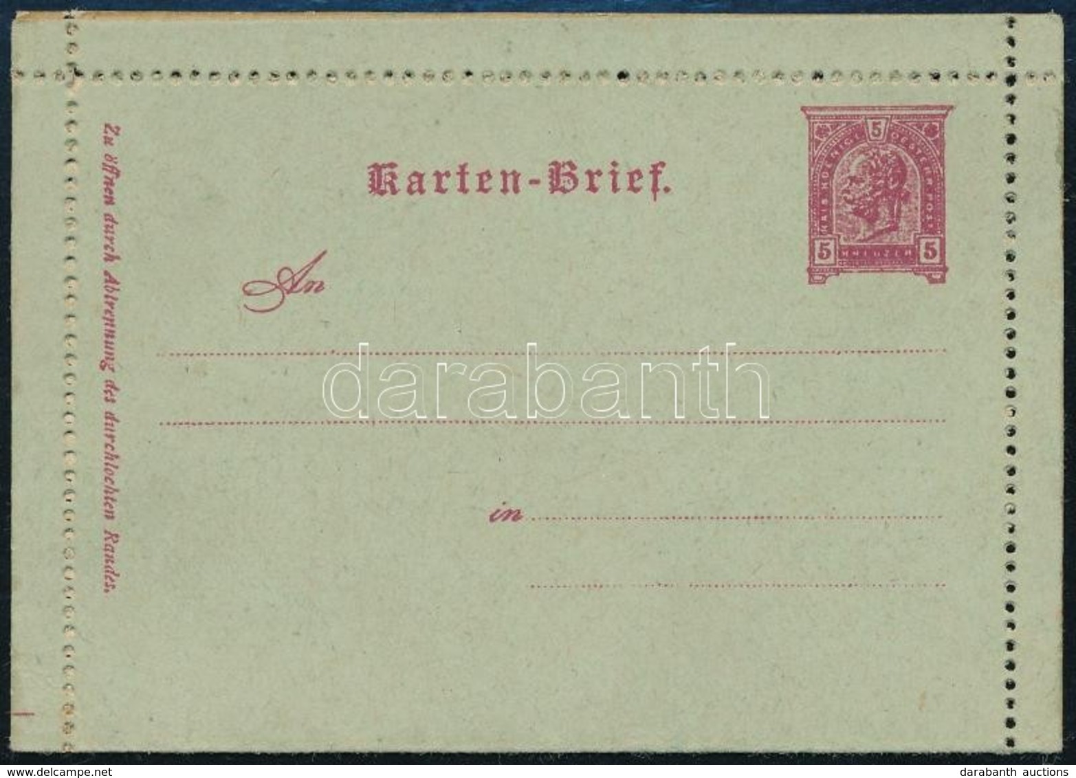 ~1890 Gyermekposta Használatlan 5Kr Zárt Díjjegyes Levelezőlap - Other & Unclassified