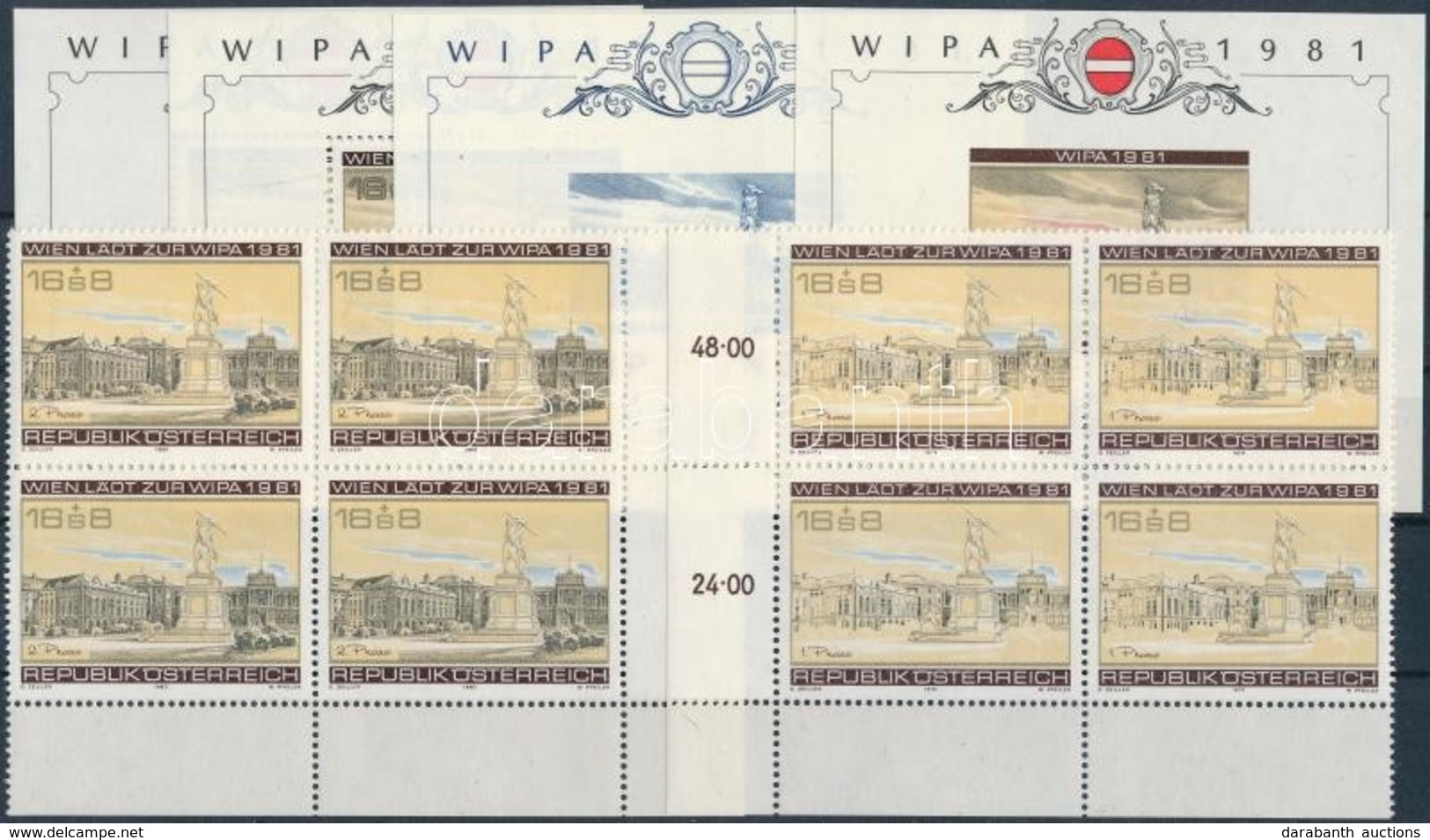 ** 1981 WIPA 2 Blokk + Kék Vágott Blokk + Arany Színű Vágott Blokk + 2 ívsarki Négyestömb - Altri & Non Classificati